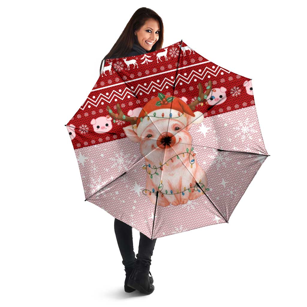 Lovely Pig Merry Christmas Umbrella Xmas Holiday Patterns - Wonder Print Shop