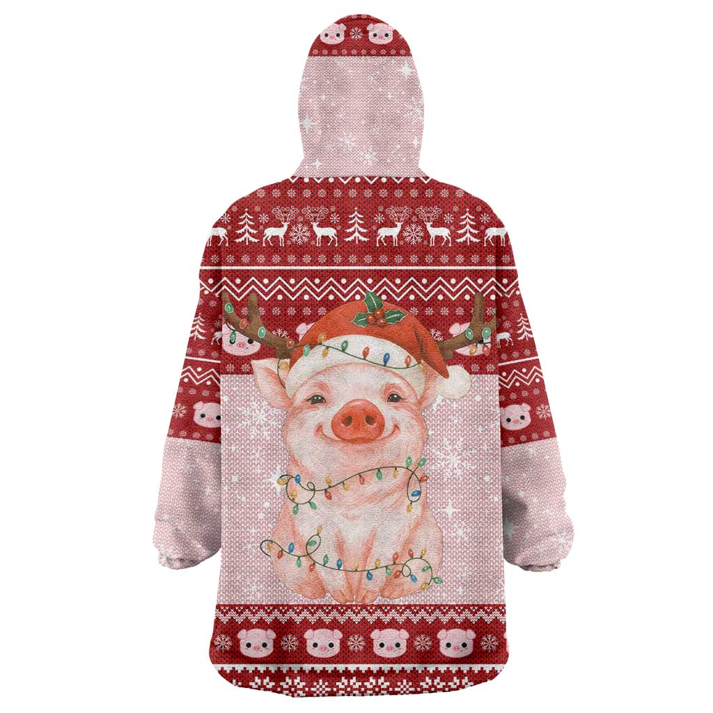 Lovely Pig Merry Christmas Wearable Blanket Hoodie Xmas Holiday Patterns - Wonder Print Shop