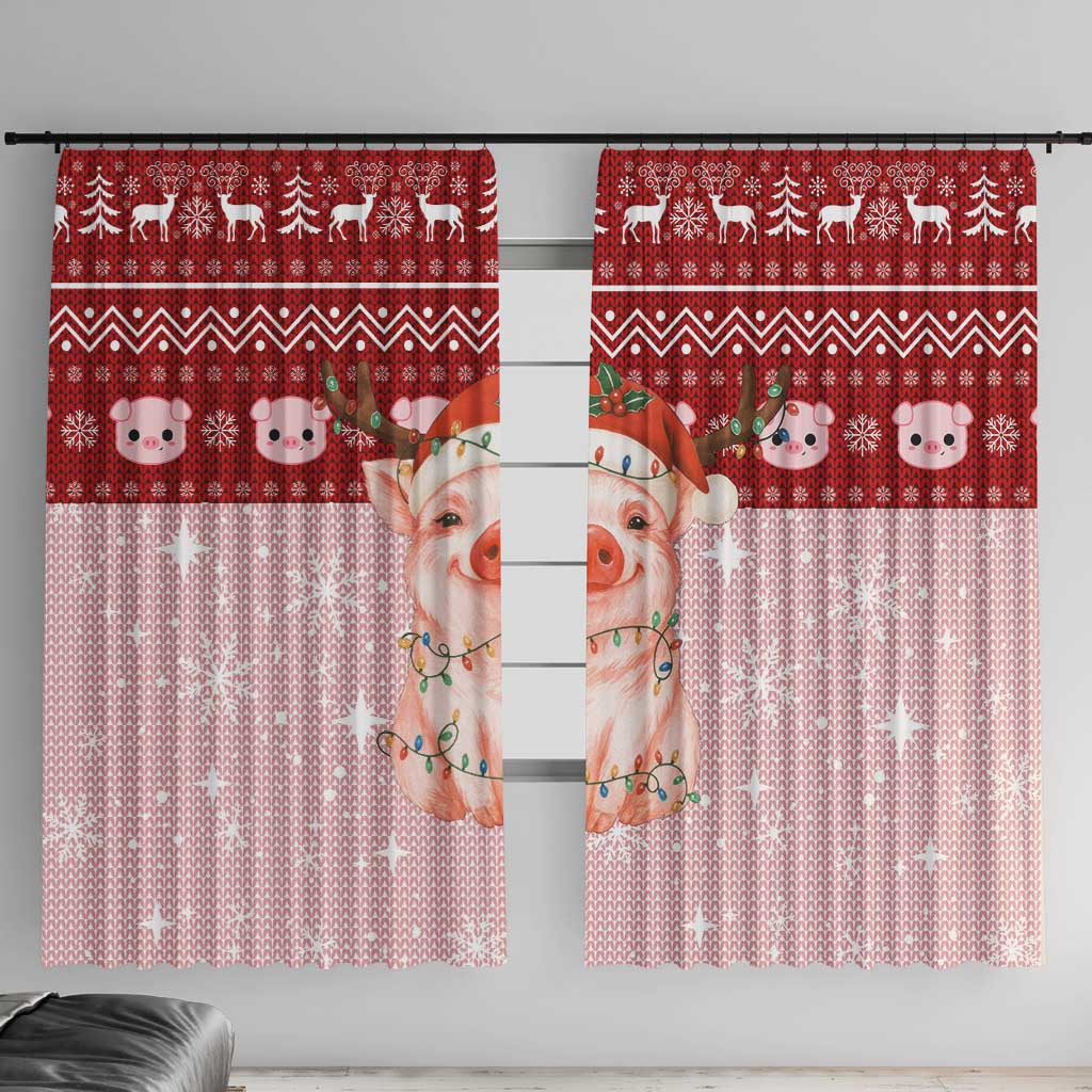 Lovely Pig Merry Christmas Window Curtain Xmas Holiday Patterns - Wonder Print Shop