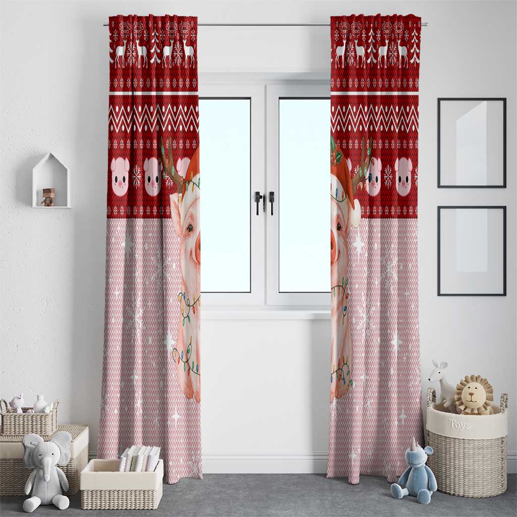 Lovely Pig Merry Christmas Window Curtain Xmas Holiday Patterns - Wonder Print Shop