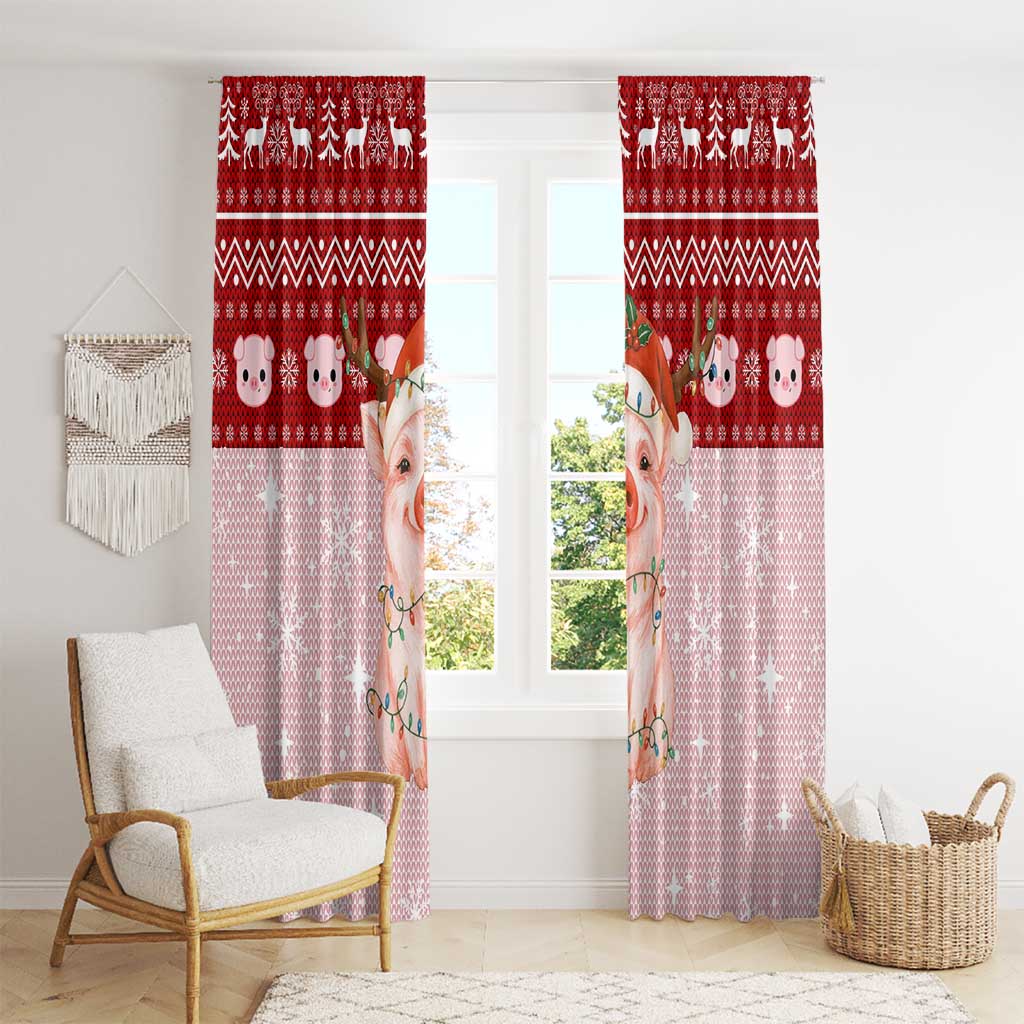 Lovely Pig Merry Christmas Window Curtain Xmas Holiday Patterns - Wonder Print Shop