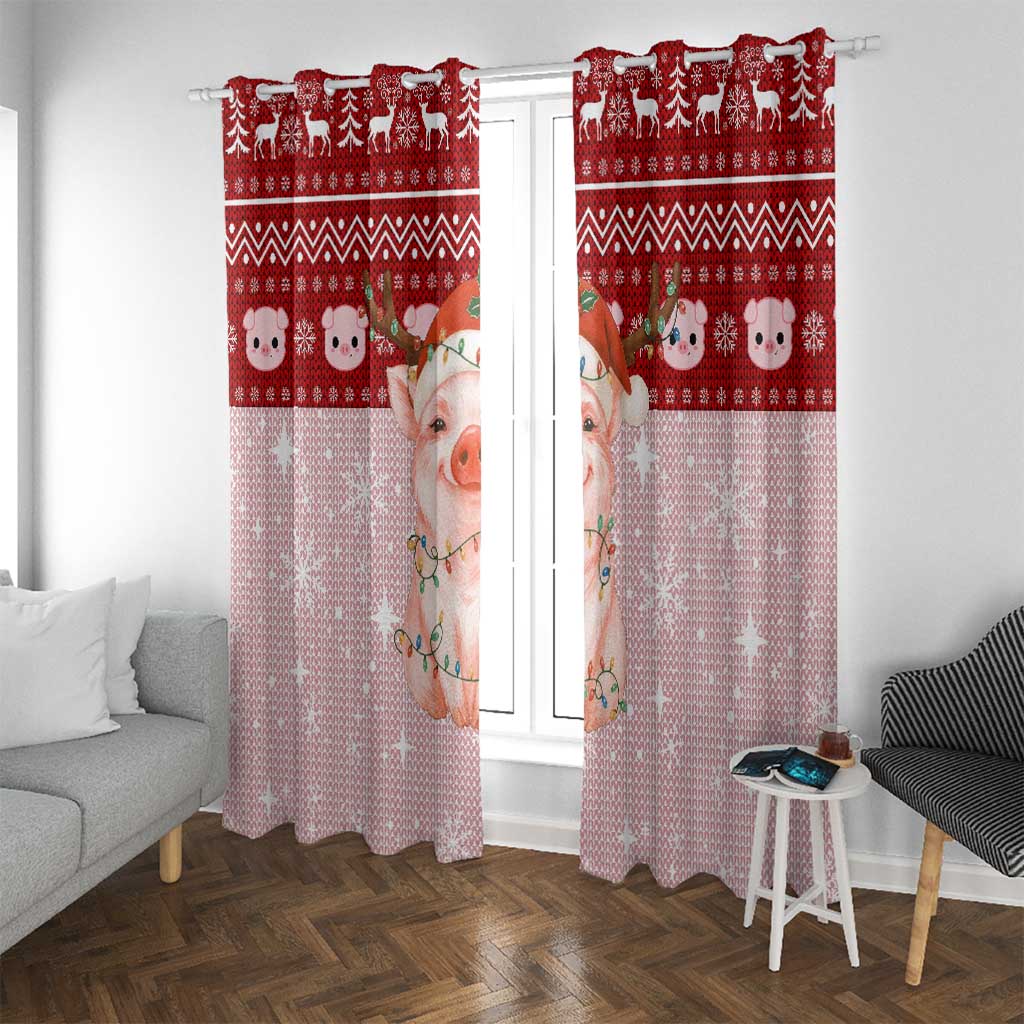 Lovely Pig Merry Christmas Window Curtain Xmas Holiday Patterns - Wonder Print Shop