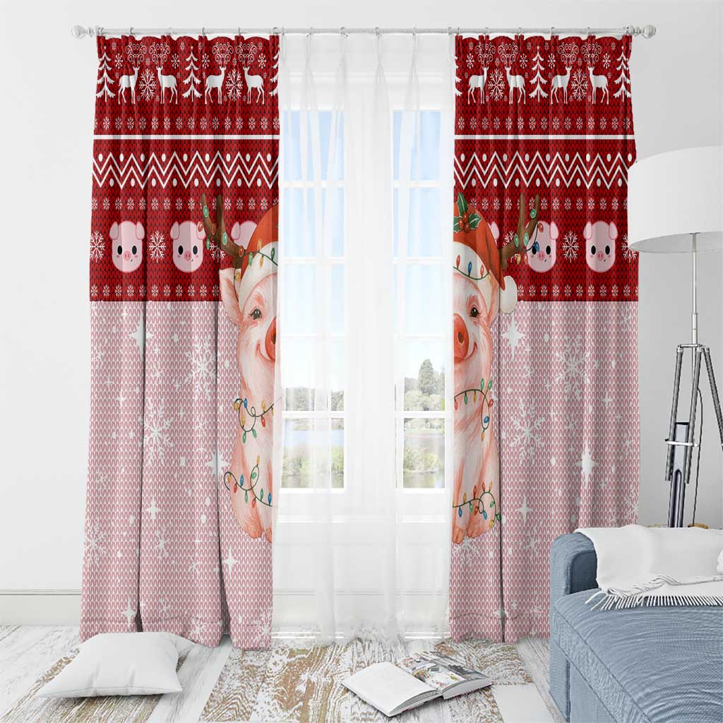 Lovely Pig Merry Christmas Window Curtain Xmas Holiday Patterns - Wonder Print Shop
