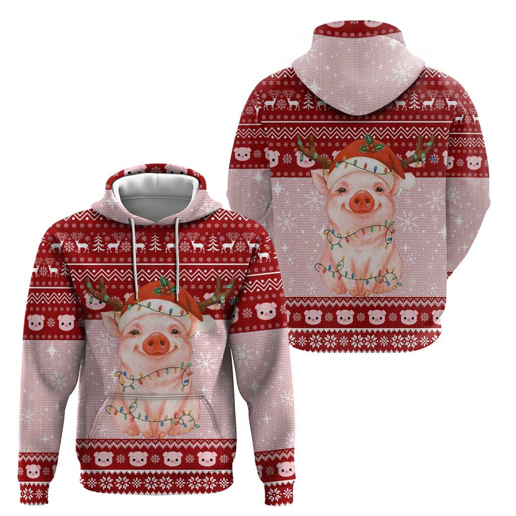 Lovely Pig Merry Christmas Zip Hoodie Xmas Holiday Patterns - Wonder Print Shop