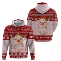 Lovely Pig Merry Christmas Zip Hoodie Xmas Holiday Patterns - Wonder Print Shop