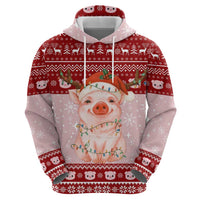Lovely Pig Merry Christmas Zip Hoodie Xmas Holiday Patterns - Wonder Print Shop