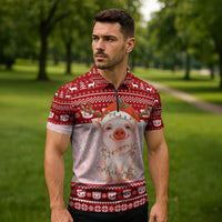 Lovely Pig Merry Christmas Zipper Polo Shirt Xmas Holiday Patterns - Wonder Print Shop