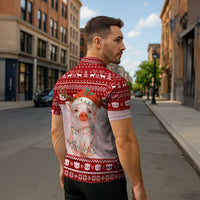 Lovely Pig Merry Christmas Zipper Polo Shirt Xmas Holiday Patterns - Wonder Print Shop