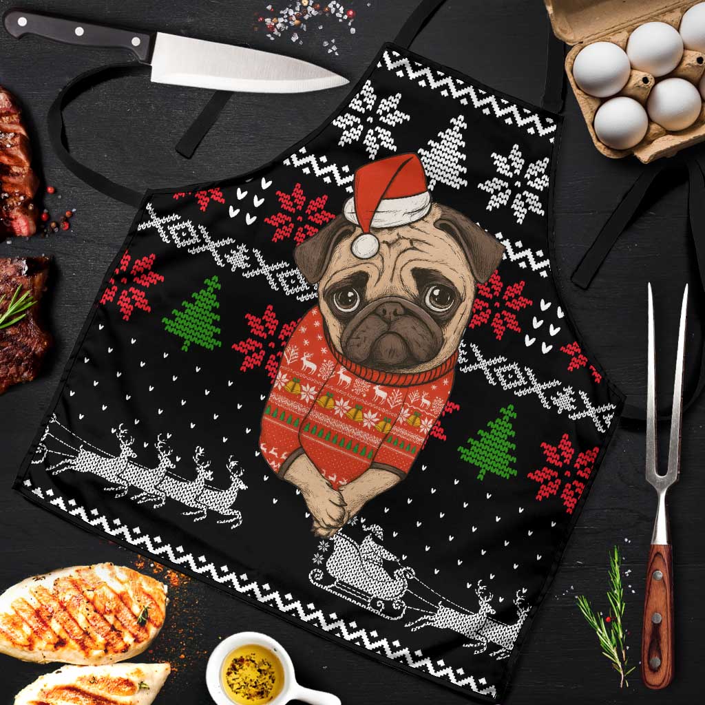 Lovely Pug Dog Christmas Apron Xmas Holiday Patterns - Wonder Print Shop