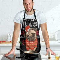 Lovely Pug Dog Christmas Apron Xmas Holiday Patterns - Wonder Print Shop