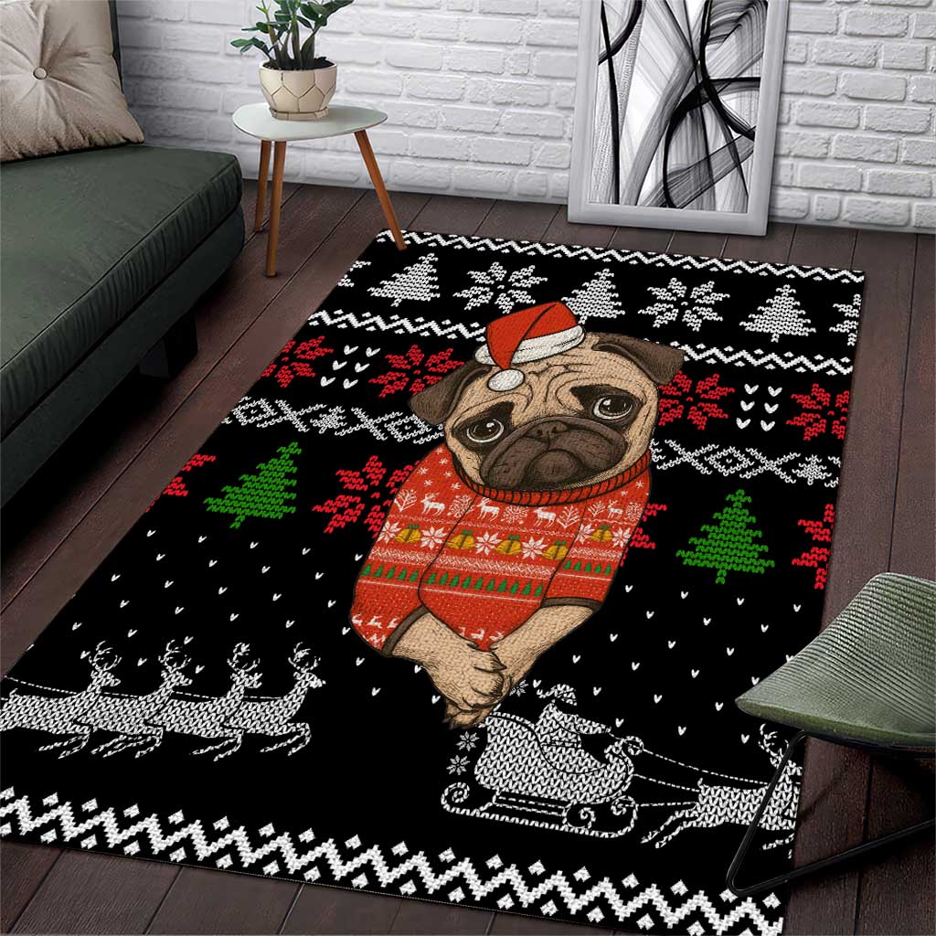 Lovely Pug Dog Christmas Area Rug Xmas Holiday Patterns - Wonder Print Shop