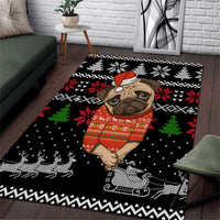 Lovely Pug Dog Christmas Area Rug Xmas Holiday Patterns - Wonder Print Shop
