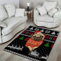 Lovely Pug Dog Christmas Area Rug Xmas Holiday Patterns - Wonder Print Shop