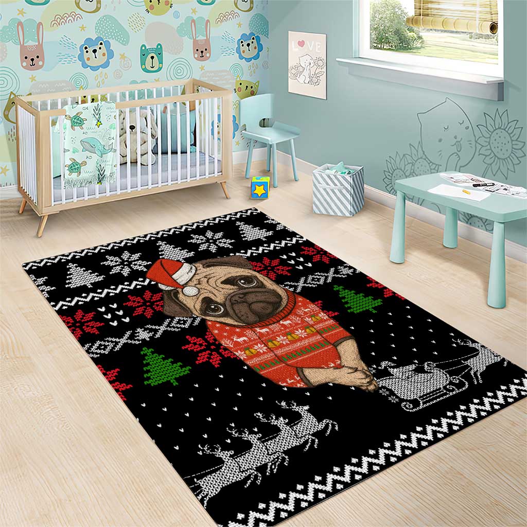 Lovely Pug Dog Christmas Area Rug Xmas Holiday Patterns - Wonder Print Shop