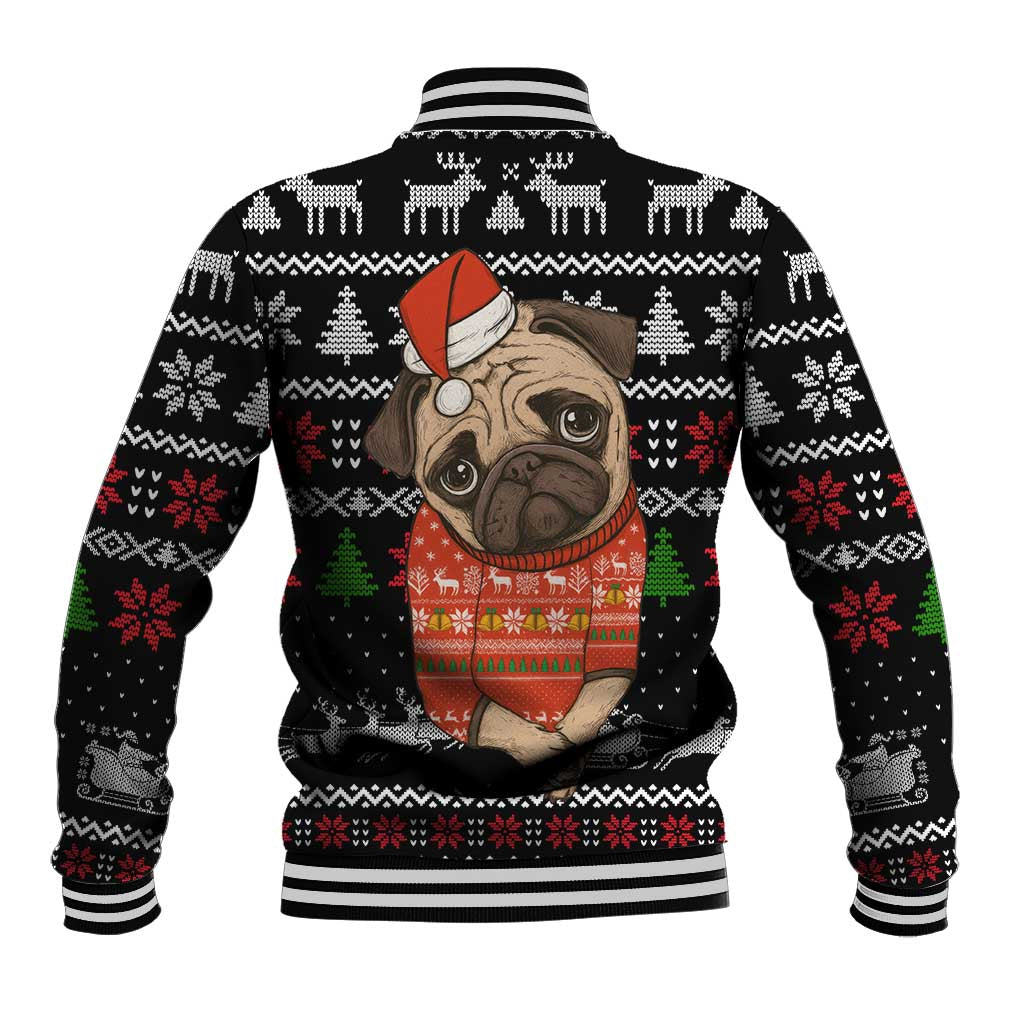 Lovely Pug Dog Christmas Baseball Jacket Xmas Holiday Patterns - Wonder Print Shop