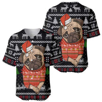 Lovely Pug Dog Christmas Baseball Jersey Xmas Holiday Patterns - Wonder Print Shop