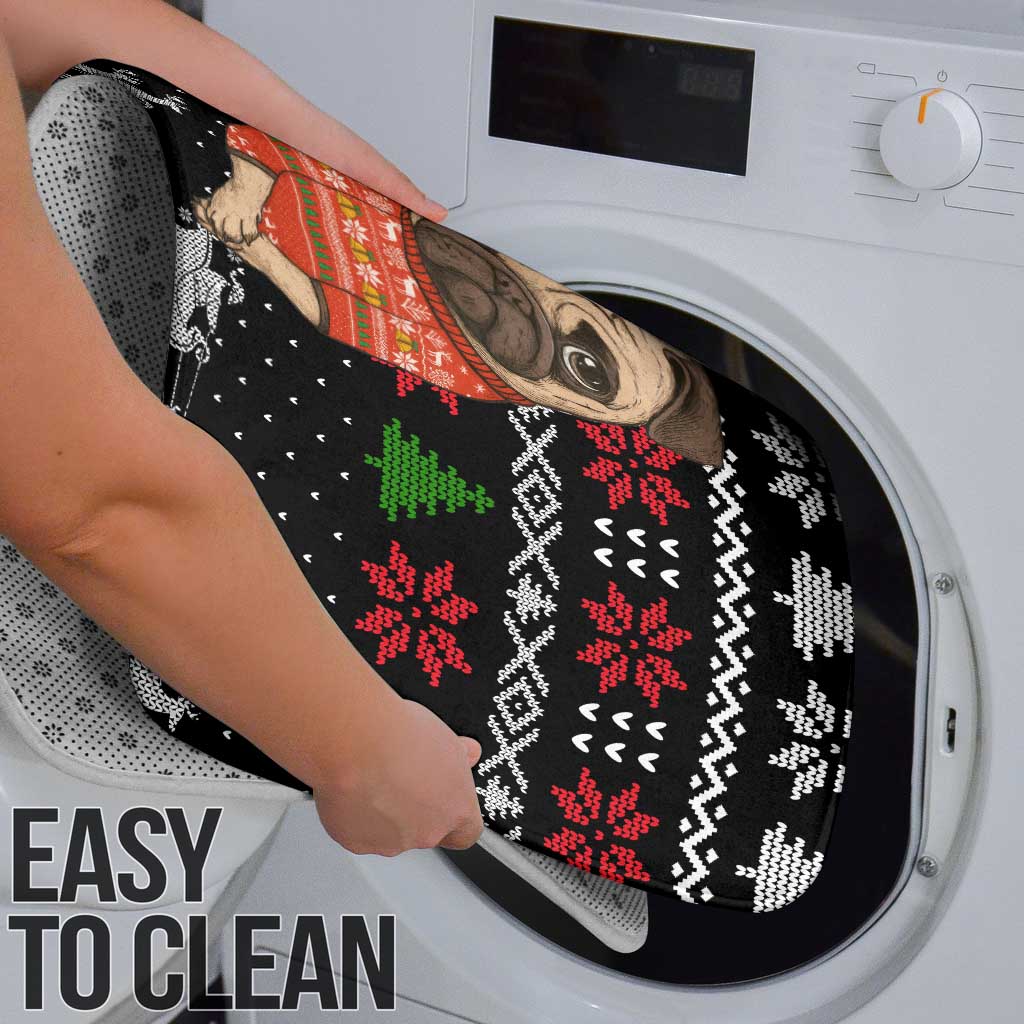 Lovely Pug Dog Christmas Bathroom Set Xmas Holiday Patterns - Wonder Print Shop