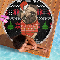 Lovely Pug Dog Christmas Beach Blanket Xmas Holiday Patterns - Wonder Print Shop