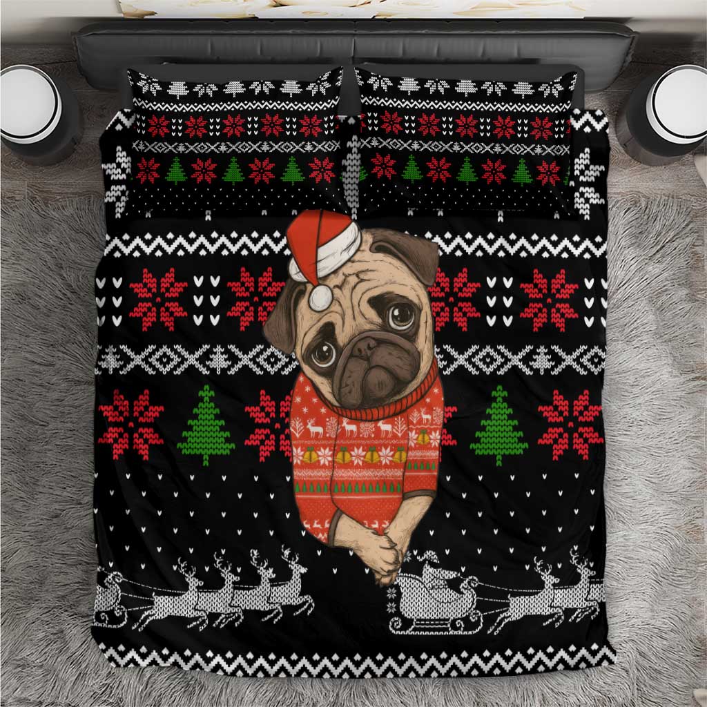Lovely Pug Dog Christmas Bedding Set Xmas Holiday Patterns - Wonder Print Shop