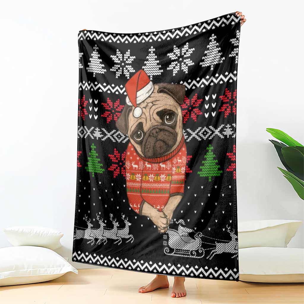 Lovely Pug Dog Christmas Blanket Xmas Holiday Patterns - Wonder Print Shop