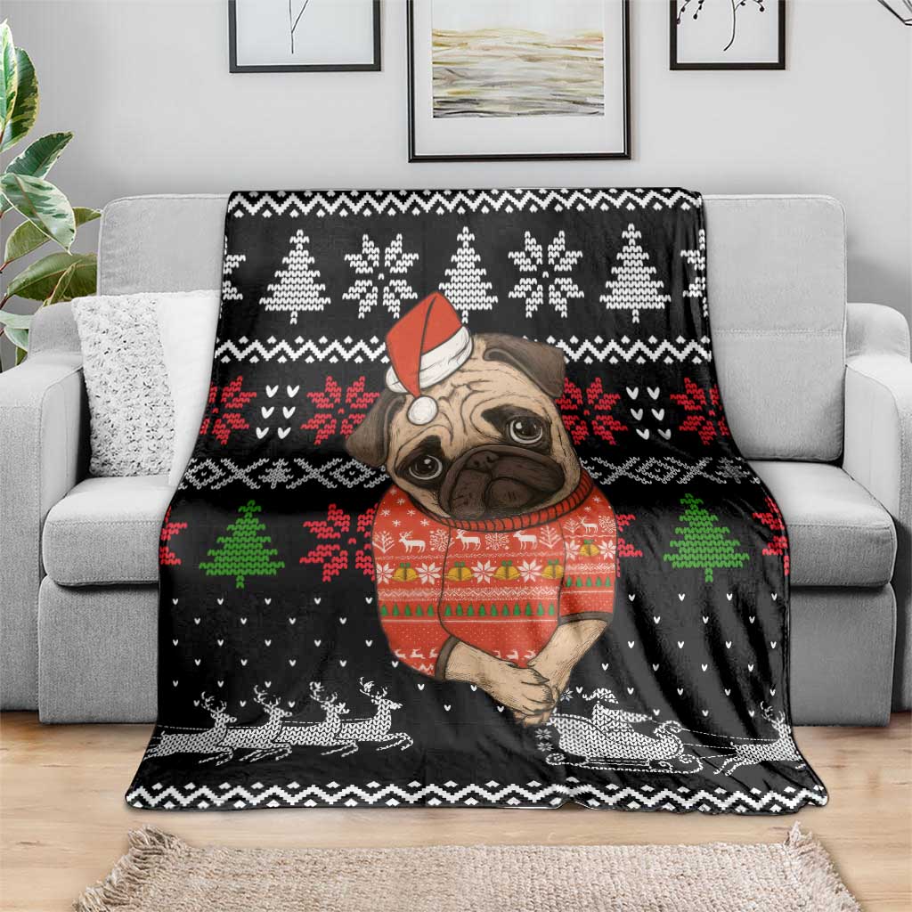 Lovely Pug Dog Christmas Blanket Xmas Holiday Patterns - Wonder Print Shop