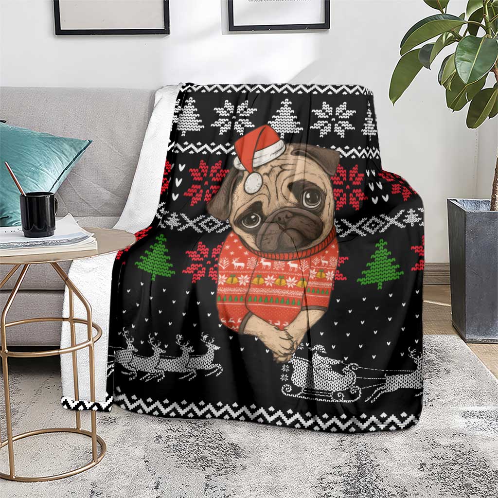 Lovely Pug Dog Christmas Blanket Xmas Holiday Patterns - Wonder Print Shop