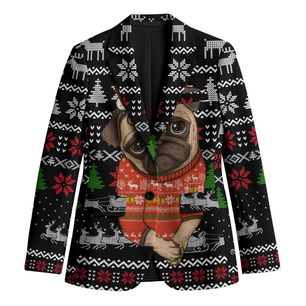 Lovely Pug Dog Christmas Blazer Xmas Holiday Patterns - Wonder Print Shop