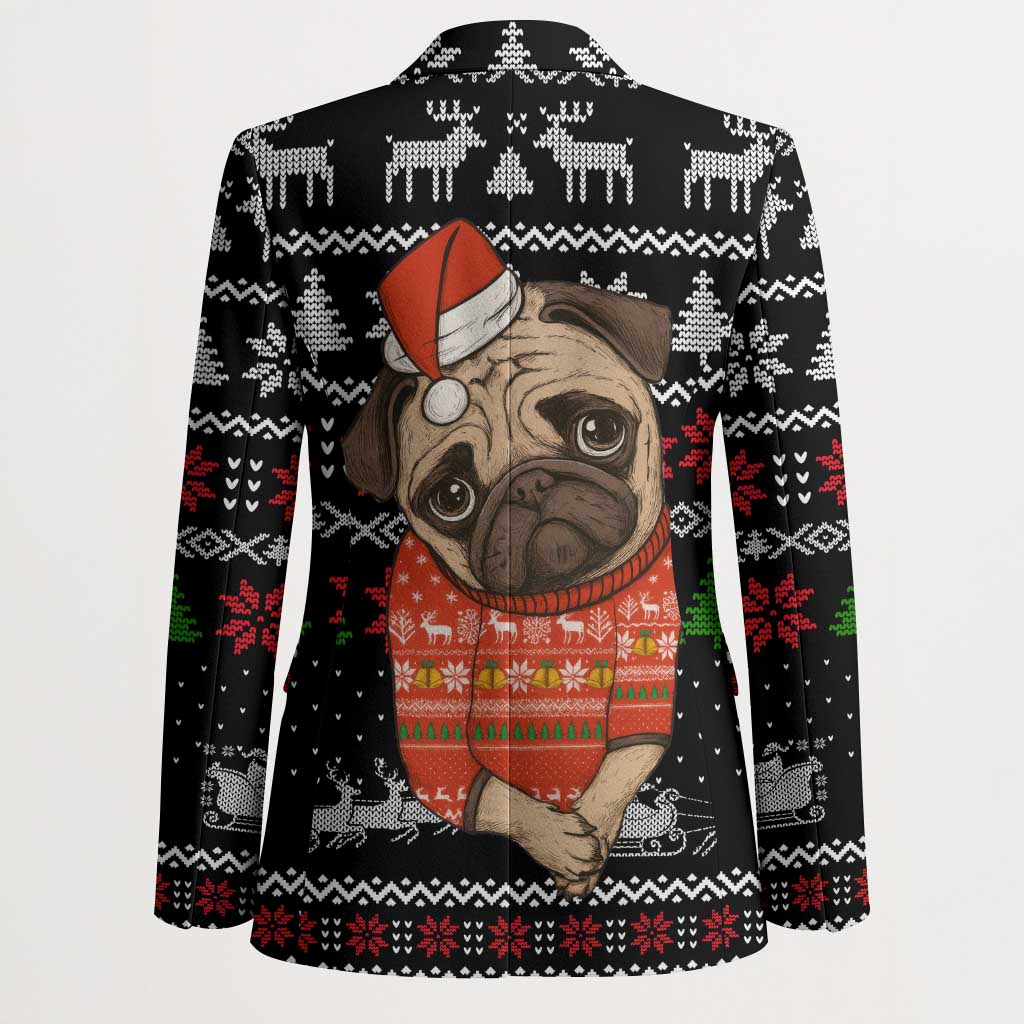 Lovely Pug Dog Christmas Blazer Xmas Holiday Patterns - Wonder Print Shop