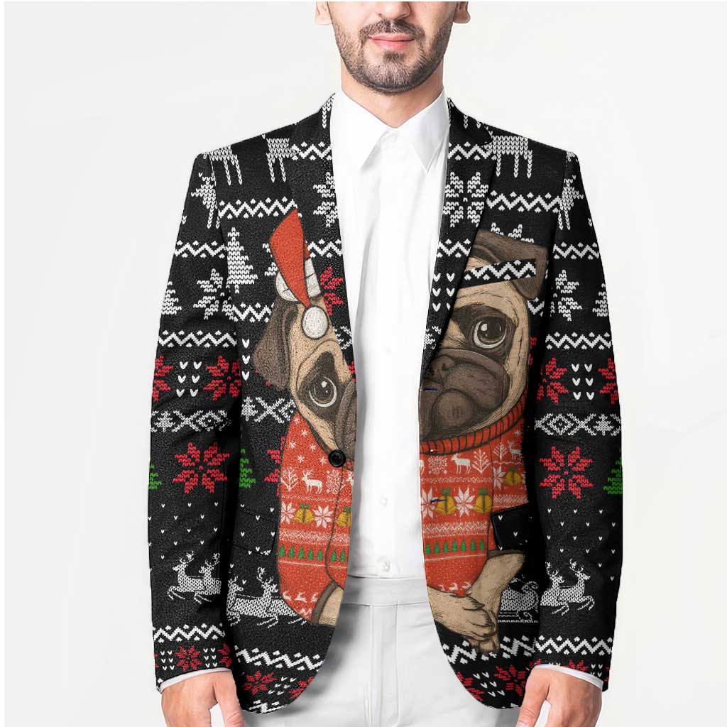 Lovely Pug Dog Christmas Blazer Xmas Holiday Patterns - Wonder Print Shop
