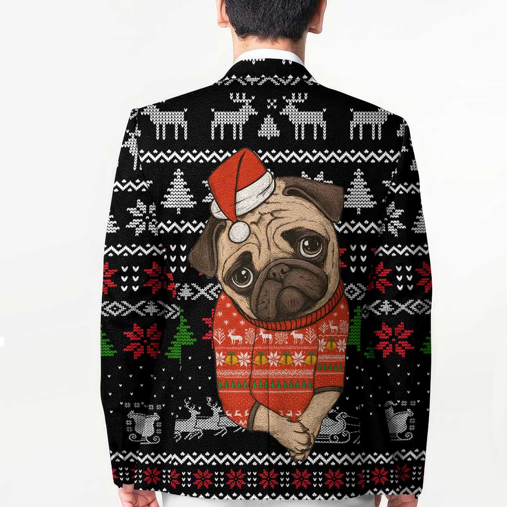 Lovely Pug Dog Christmas Blazer Xmas Holiday Patterns - Wonder Print Shop