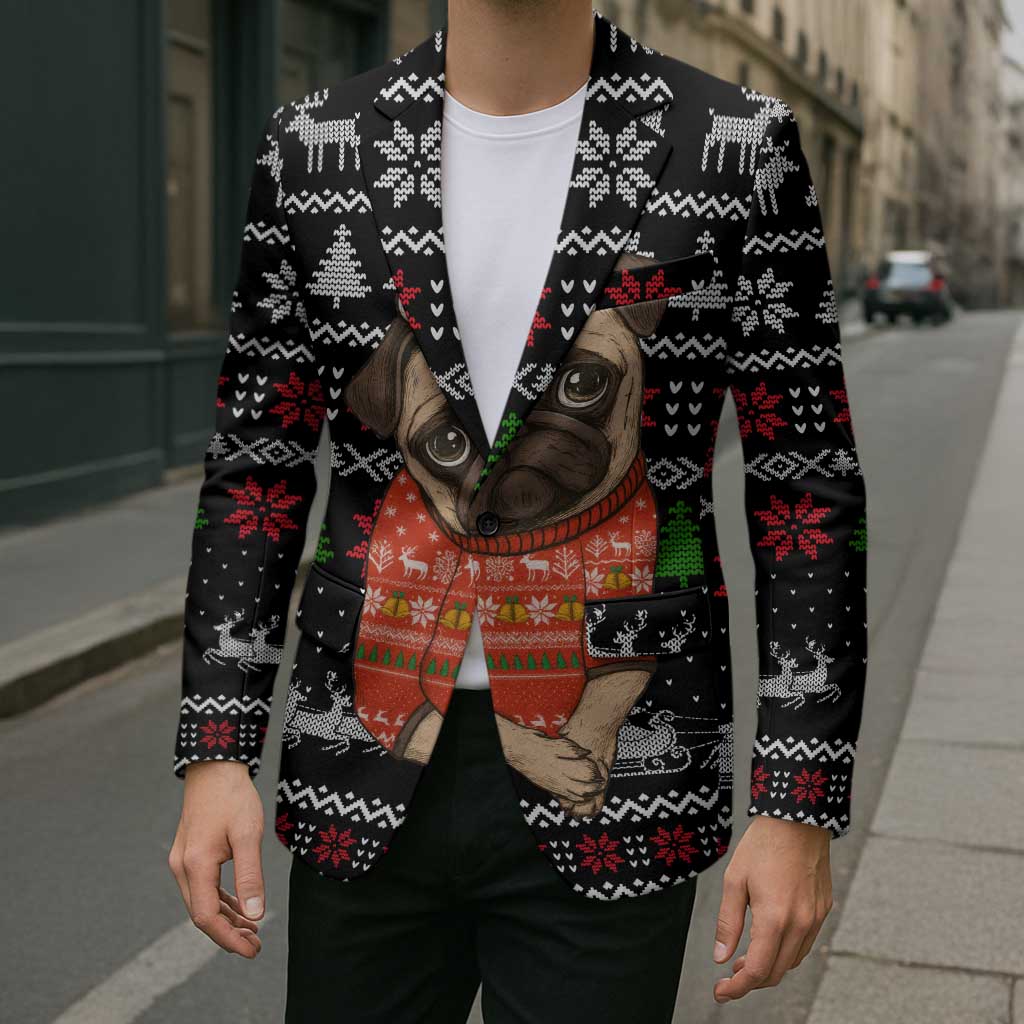 Lovely Pug Dog Christmas Blazer Xmas Holiday Patterns - Wonder Print Shop