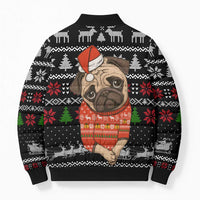 Lovely Pug Dog Christmas Bomber Puffer Jacket Xmas Holiday Patterns - Wonder Print Shop
