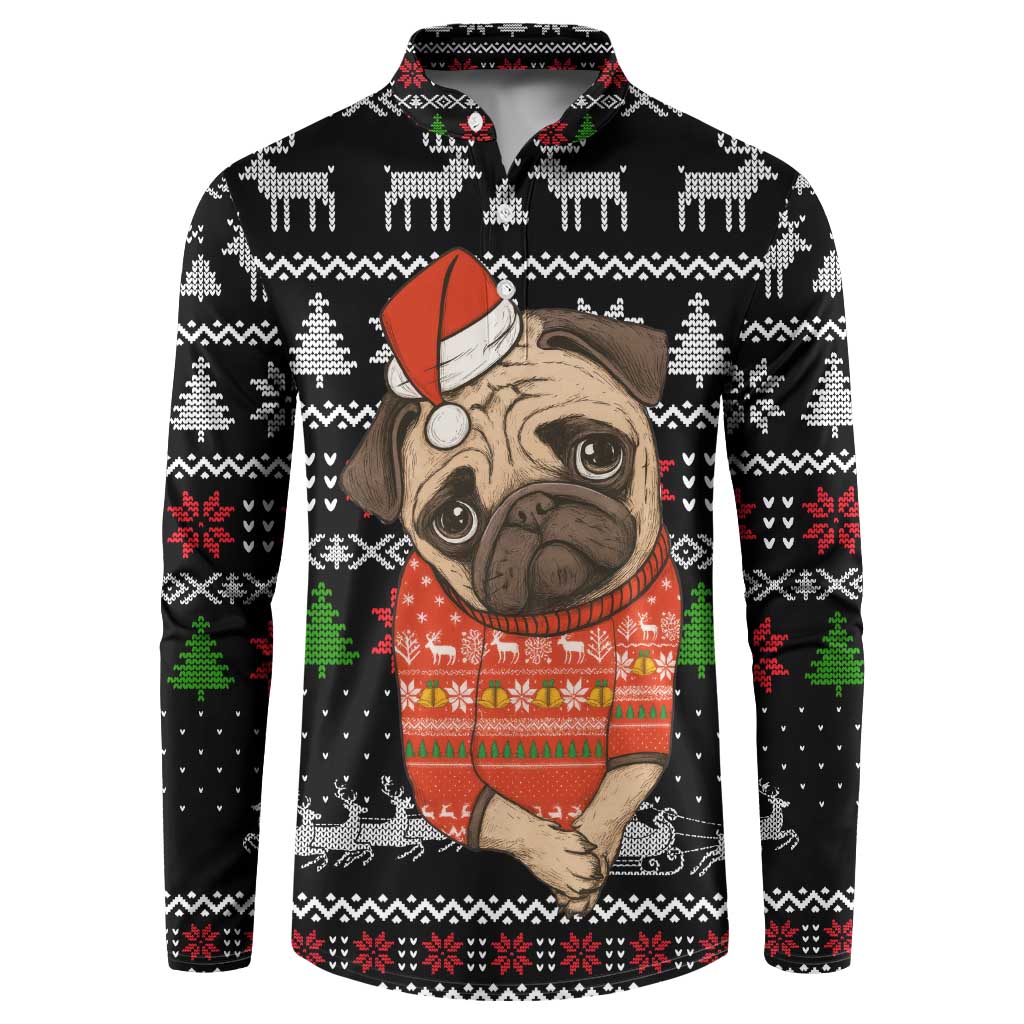 Lovely Pug Dog Christmas Button Sweatshirt Xmas Holiday Patterns - Wonder Print Shop