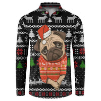 Lovely Pug Dog Christmas Button Sweatshirt Xmas Holiday Patterns - Wonder Print Shop