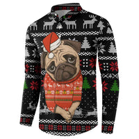 Lovely Pug Dog Christmas Button Sweatshirt Xmas Holiday Patterns - Wonder Print Shop