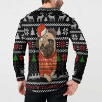 Lovely Pug Dog Christmas Button Sweatshirt Xmas Holiday Patterns - Wonder Print Shop
