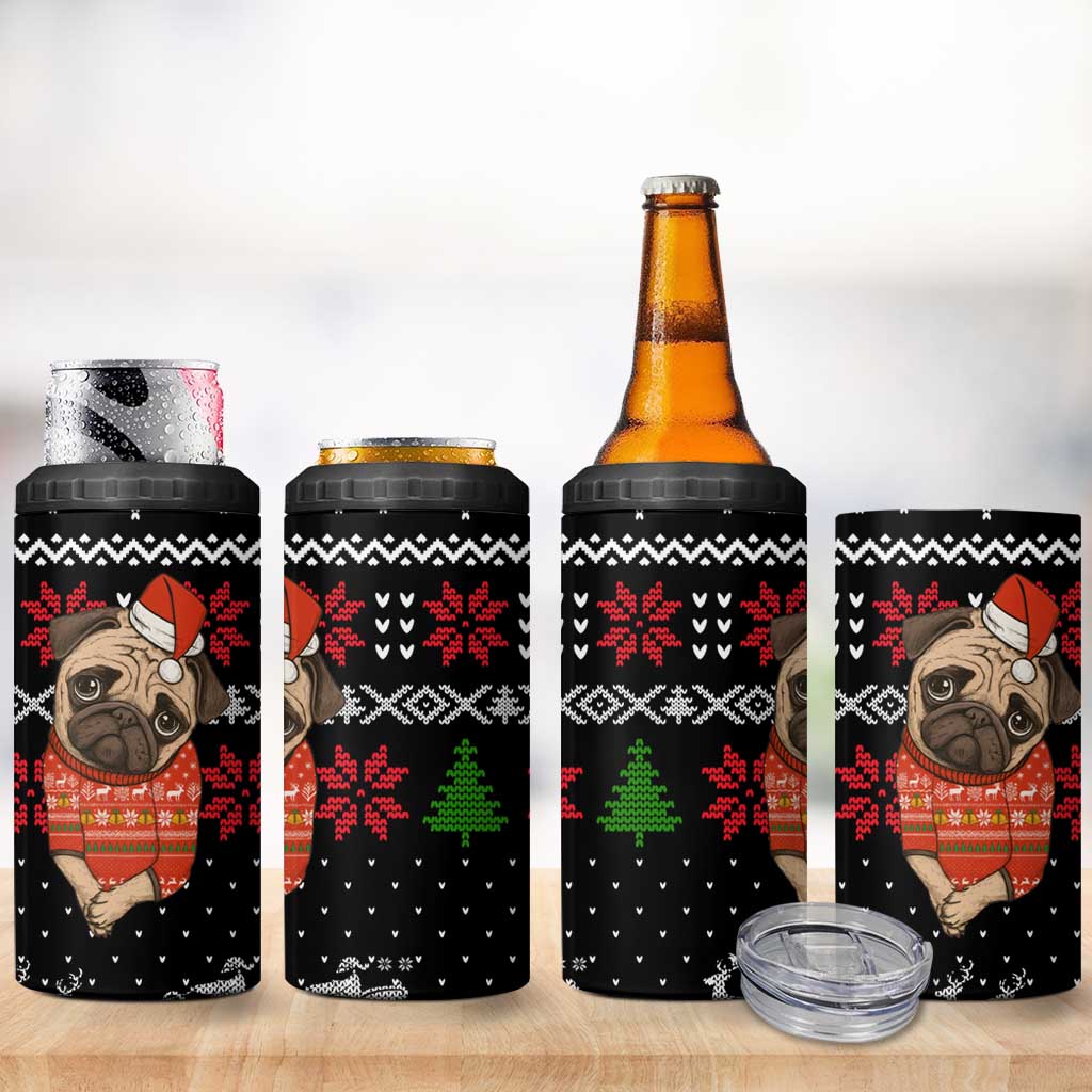 Lovely Pug Dog Christmas 4 in 1 Can Cooler Tumbler Xmas Holiday Patterns - Wonder Print Shop