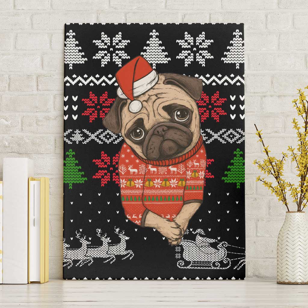Lovely Pug Dog Christmas Canvas Wall Art Xmas Holiday Patterns - Wonder Print Shop