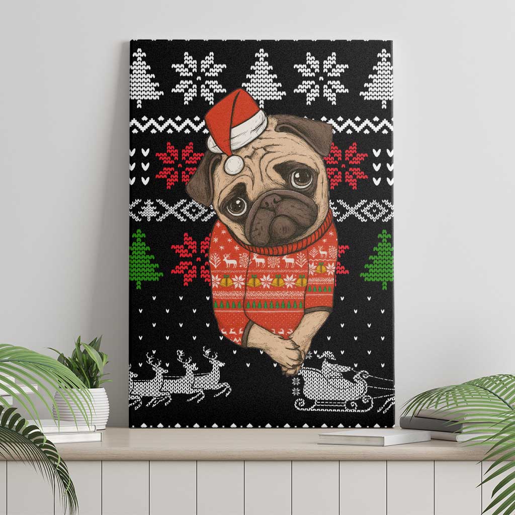 Lovely Pug Dog Christmas Canvas Wall Art Xmas Holiday Patterns - Wonder Print Shop