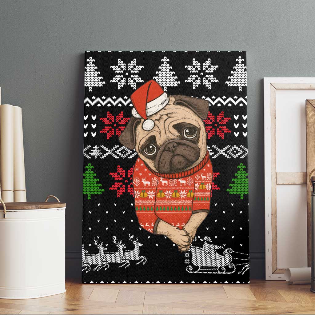 Lovely Pug Dog Christmas Canvas Wall Art Xmas Holiday Patterns - Wonder Print Shop