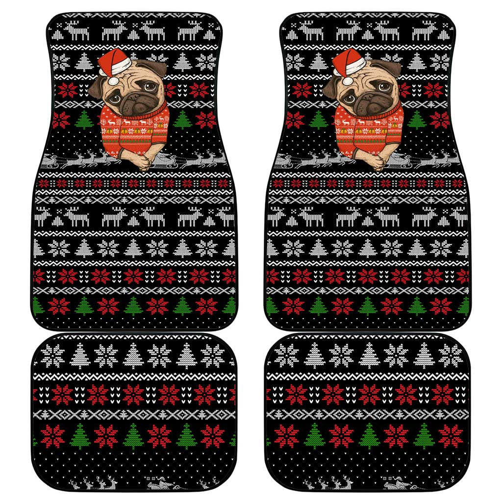 Lovely Pug Dog Christmas Car Mats Xmas Holiday Patterns - Wonder Print Shop