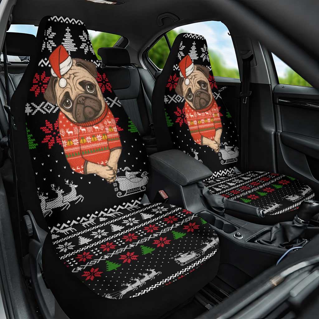 Lovely Pug Dog Christmas Car Seat Cover Xmas Holiday Patterns - Wonder Print Shop