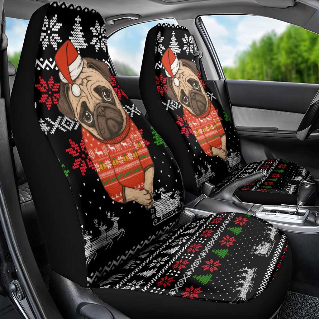 Lovely Pug Dog Christmas Car Seat Cover Xmas Holiday Patterns - Wonder Print Shop