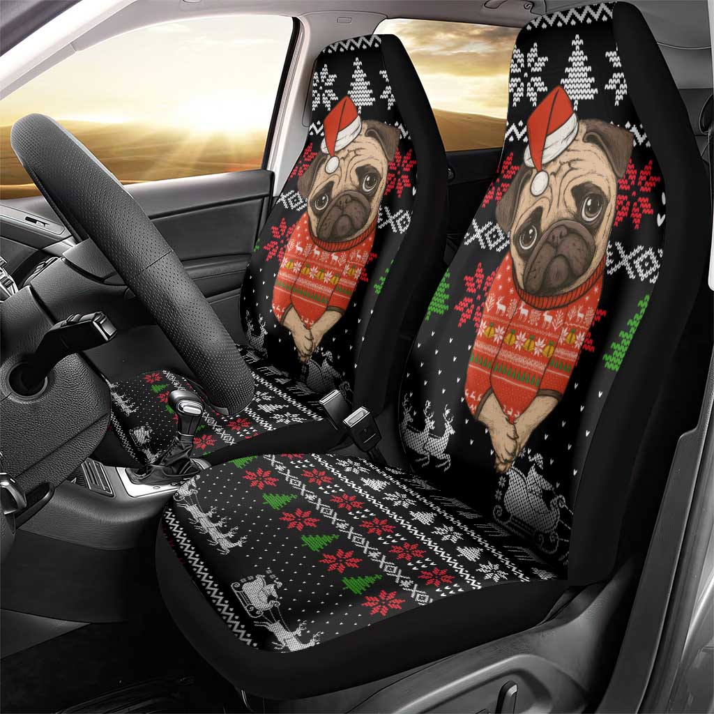 Lovely Pug Dog Christmas Car Seat Cover Xmas Holiday Patterns - Wonder Print Shop