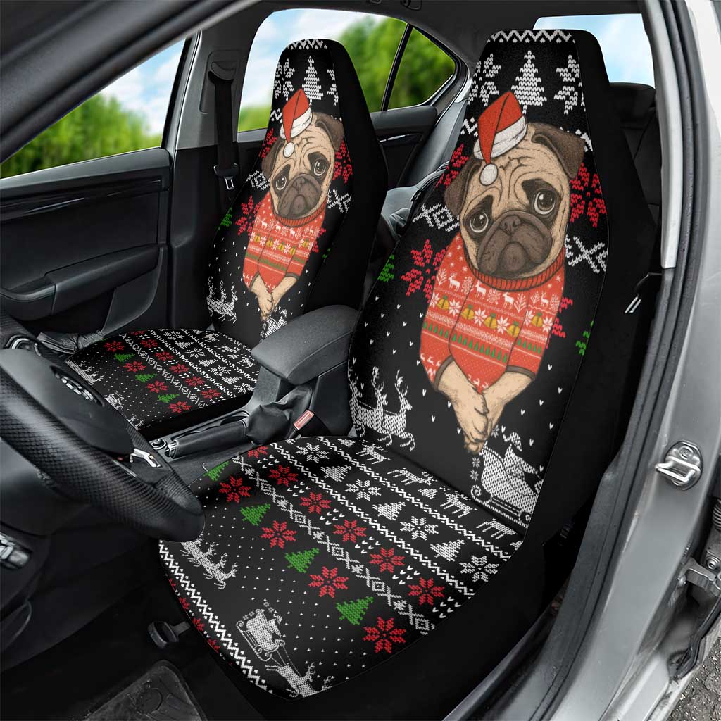 Lovely Pug Dog Christmas Car Seat Cover Xmas Holiday Patterns - Wonder Print Shop