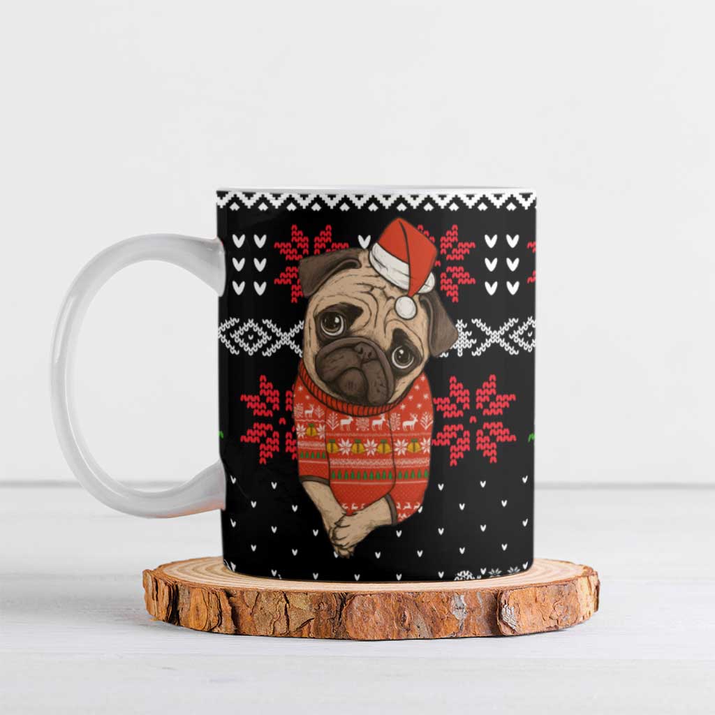 Lovely Pug Dog Christmas Ceramic Mug Xmas Holiday Patterns - Wonder Print Shop
