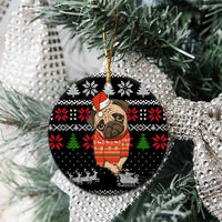 Lovely Pug Dog Christmas Ceramic Ornament Xmas Holiday Patterns - Wonder Print Shop