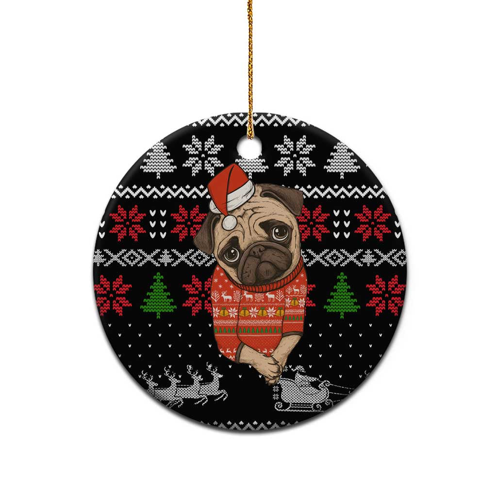 Lovely Pug Dog Christmas Ceramic Ornament Xmas Holiday Patterns - Wonder Print Shop