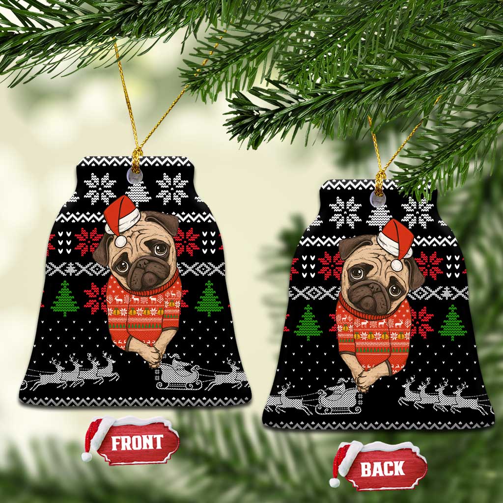 Lovely Pug Dog Christmas Ceramic Ornament Xmas Holiday Patterns - Wonder Print Shop