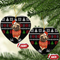 Lovely Pug Dog Christmas Ceramic Ornament Xmas Holiday Patterns - Wonder Print Shop